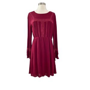 Boho Crochet Long Sleeve Lace Dress Earthbound Women's Size XL Cottagecore Sexy